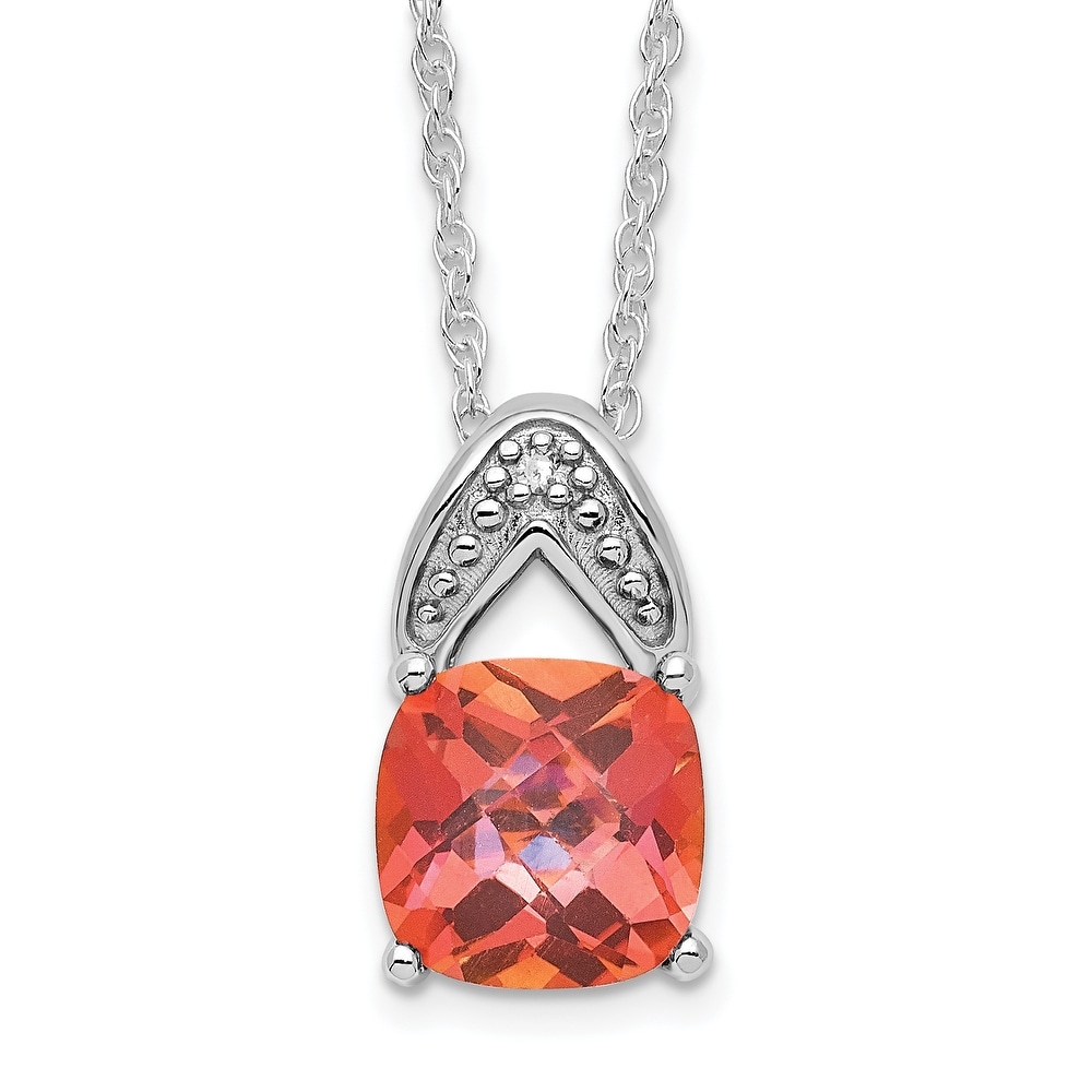 SURANO DESIGN JEWELRY Sterling Silver Necklace w/Clear & Mystic Topaz Colored CZ Stones Pendant SURANO DESIGN JEWELRY Sterling Silver Necklace w/Clear & Mystic Topaz Colored CZ Stones Pendant